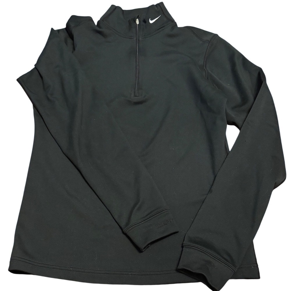 Nike Kids Black Quarter Zip Pullover Nike Fit Dry Athletic Top M 8-10 254806-010